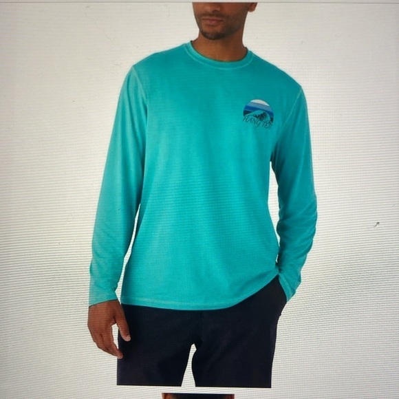 Hang Ten Men’s Long Sleeve Sun Tee UPF 50+ Graphic Beach Swim Vacation Size L - Picture 2 of 9